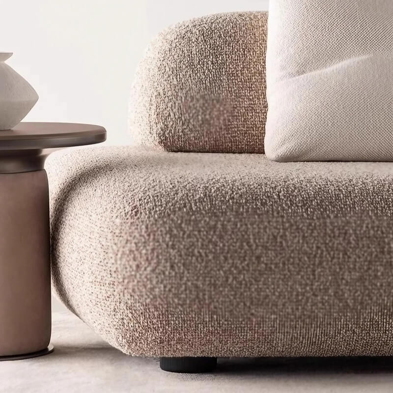 131.5″ Curved Sectional Sofa - Modern Beige Upholstered Chenille