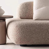 131.5″ Curved Sectional Sofa - Modern Beige Upholstered Chenille