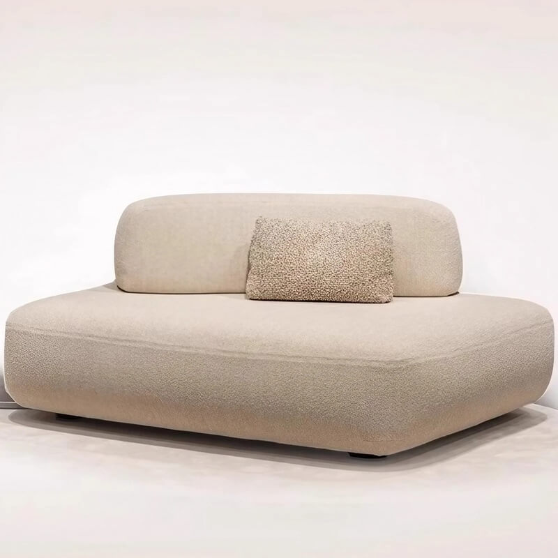 131.5″ Curved Sectional Sofa - Modern Beige Upholstered Chenille