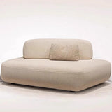 131.5″ Curved Sectional Sofa - Modern Beige Upholstered Chenille