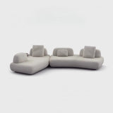 131.5″ Curved Sectional Sofa - Modern Beige Upholstered Chenille