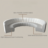 137.8″ Half Circle Couch Modern Curved Beige Brushed Velvet Upholstery