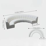 137.8″ Half Circle Couch Modern Curved Beige Brushed Velvet Upholstery