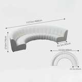 137.8″ Half Circle Couch Modern Curved Beige Brushed Velvet Upholstery