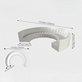 137.8″ Half Circle Couch Modern Curved Beige Brushed Velvet Upholstery