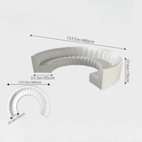 137.8″ Half Circle Couch Modern Curved Beige Brushed Velvet Upholstery