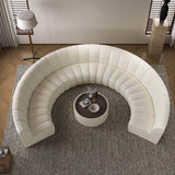 137.8″ Half Circle Couch Modern Curved Beige Brushed Velvet Upholstery
