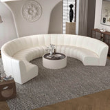 137.8″ Half Circle Couch Modern Curved Beige Brushed Velvet Upholstery
