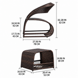 Outdoor PE Rattan Recliner Chair with Ottoman & Storage 2-Piece Set in Coffee