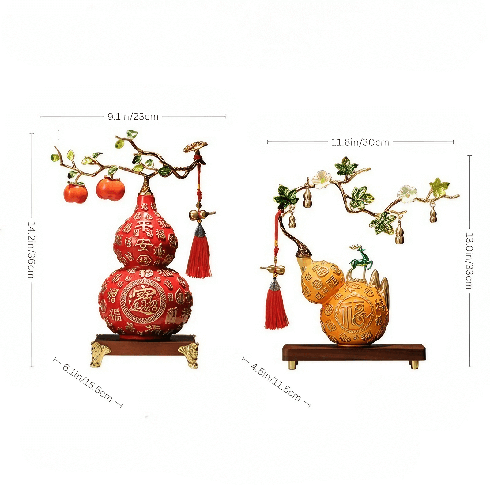 14.2″ Resin Feng Shui Decor Hundred Blessings Gourd for Office Living Room