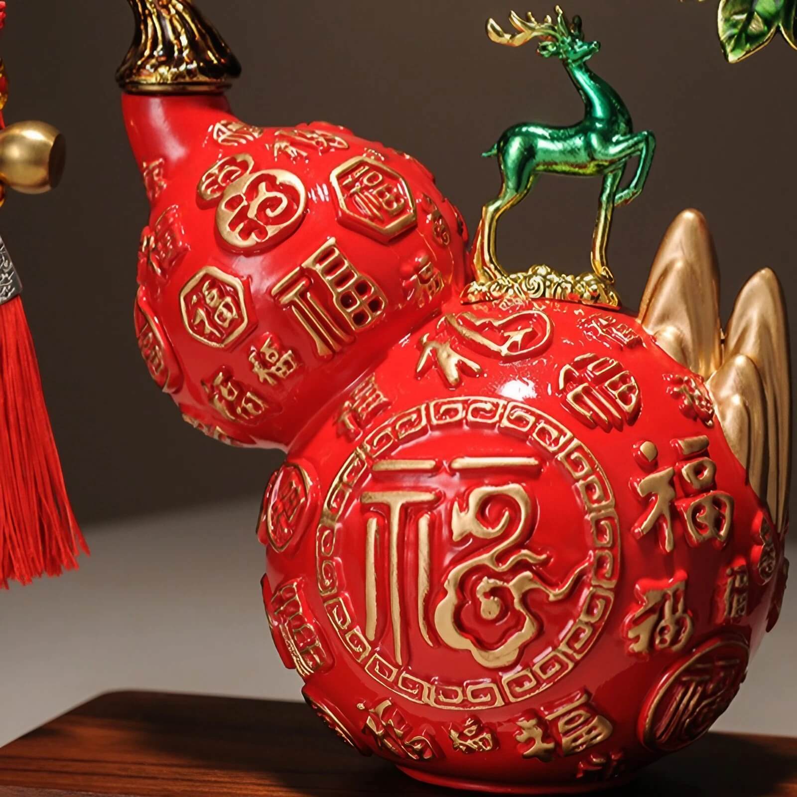 14.2″ Resin Feng Shui Decor Hundred Blessings Gourd for Office Living Room