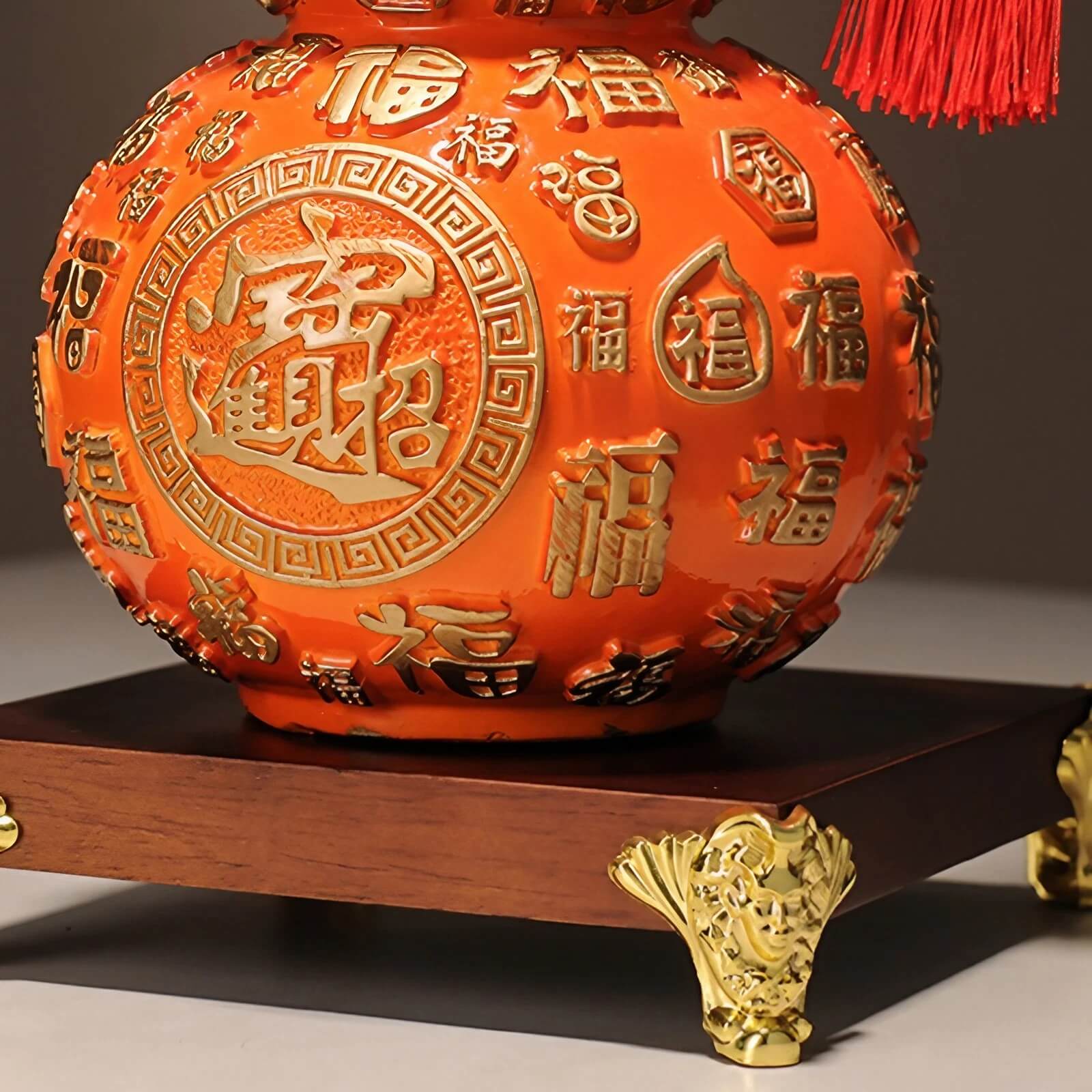 14.2″ Resin Feng Shui Decor Hundred Blessings Gourd for Office Living Room