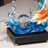 14.2″ Twin Fish Water Fountain Feng Shui Decor Resin for Office Living Room