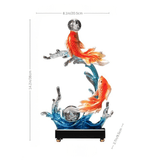 14.2″ Twin Fish Water Fountain Feng Shui Decor Resin for Office Living Room