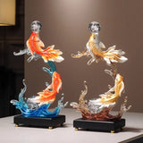 14.2″ Twin Fish Water Fountain Feng Shui Decor Resin for Office Living Room