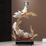 14.2″ Twin Fish Water Fountain Feng Shui Decor Resin for Office Living Room