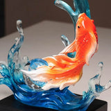 14.2″ Twin Fish Water Fountain Feng Shui Decor Resin for Office Living Room