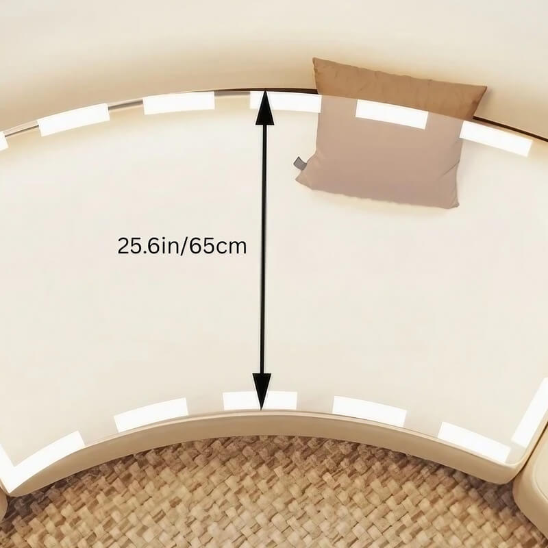 141.7″ Half Circle Couch Modern Beige Curved Brushed Velvet Upholstery