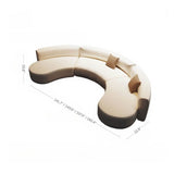 141.7″ Half Circle Couch Modern Beige Curved Brushed Velvet Upholstery