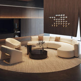 141.7″ Half Circle Couch Modern Beige Curved Brushed Velvet Upholstery