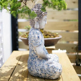 16.9″ Garden Buddha Statue - Durable Magnesium Oxide - Flower Seated Theme