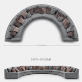 177.2″ Modern Half Circle Couch Beige Curved Linen Upholstery