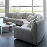 177.2″ Modern Half Circle Couch Beige Curved Linen Upholstery