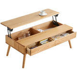 39-Inch Rectangular Solid Wood Coffee Table with Lift Top and Multifunctional Design