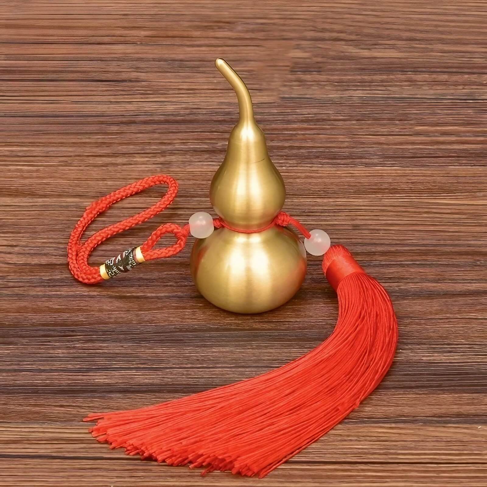 2.6″ Feng Shui Decor Smooth Brass Gourd for Office Living Room Brass Material