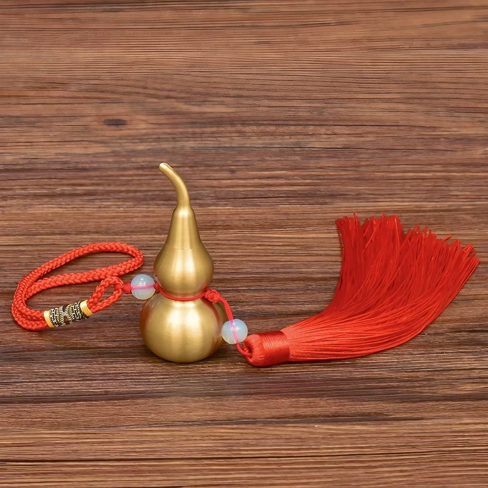 2.6″ Feng Shui Decor Smooth Brass Gourd for Office Living Room Brass Material