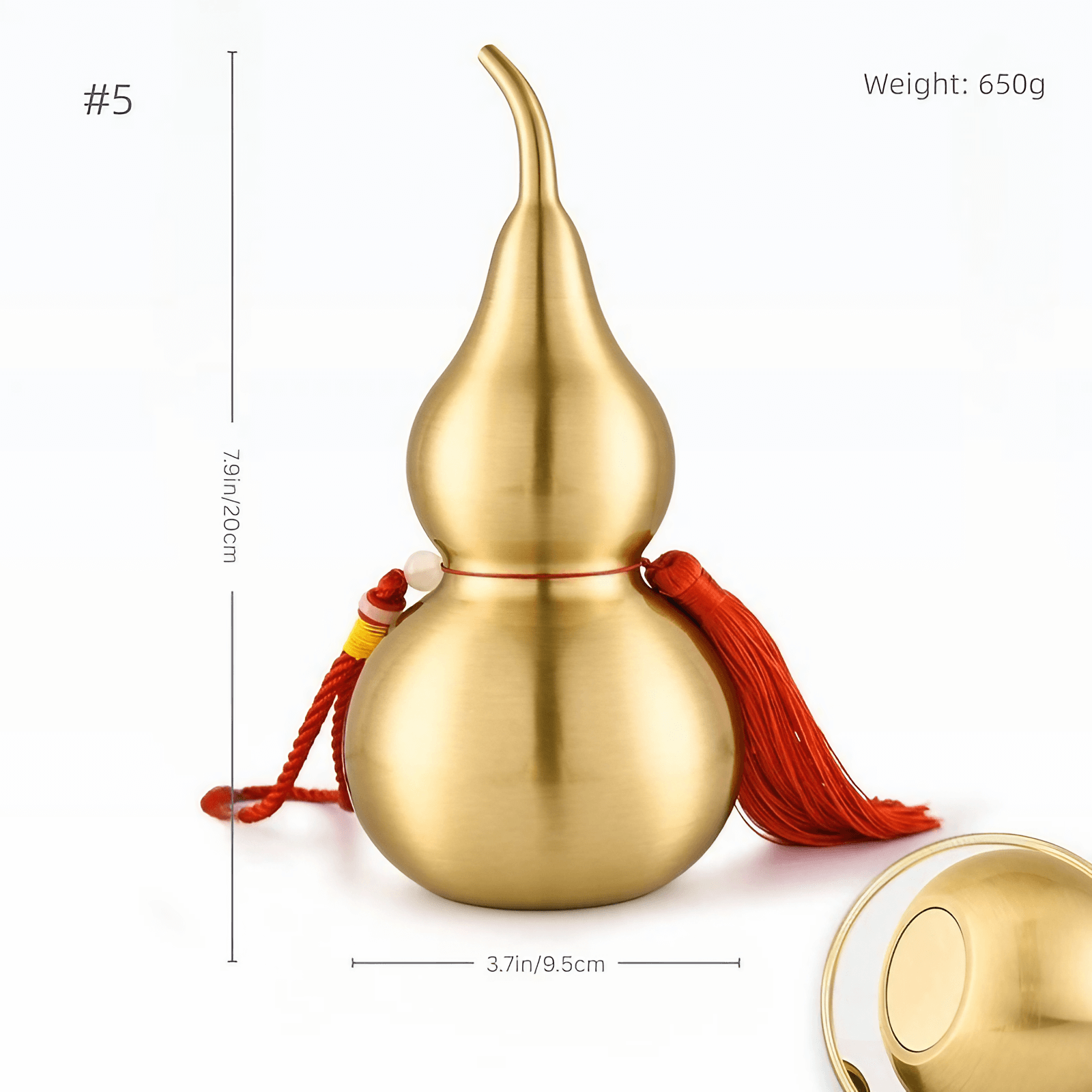 2.6″ Feng Shui Decor Smooth Brass Gourd for Office Living Room Brass Material
