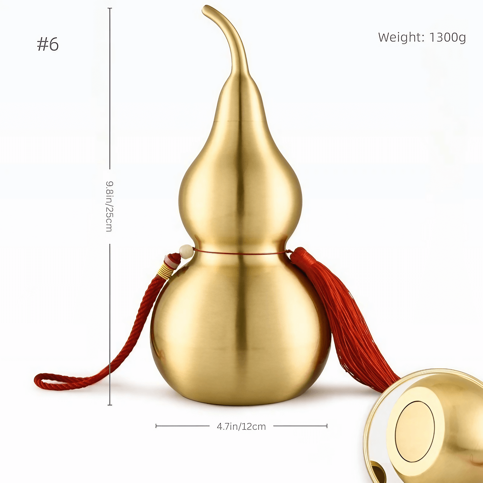 2.6″ Feng Shui Decor Smooth Brass Gourd for Office Living Room Brass Material