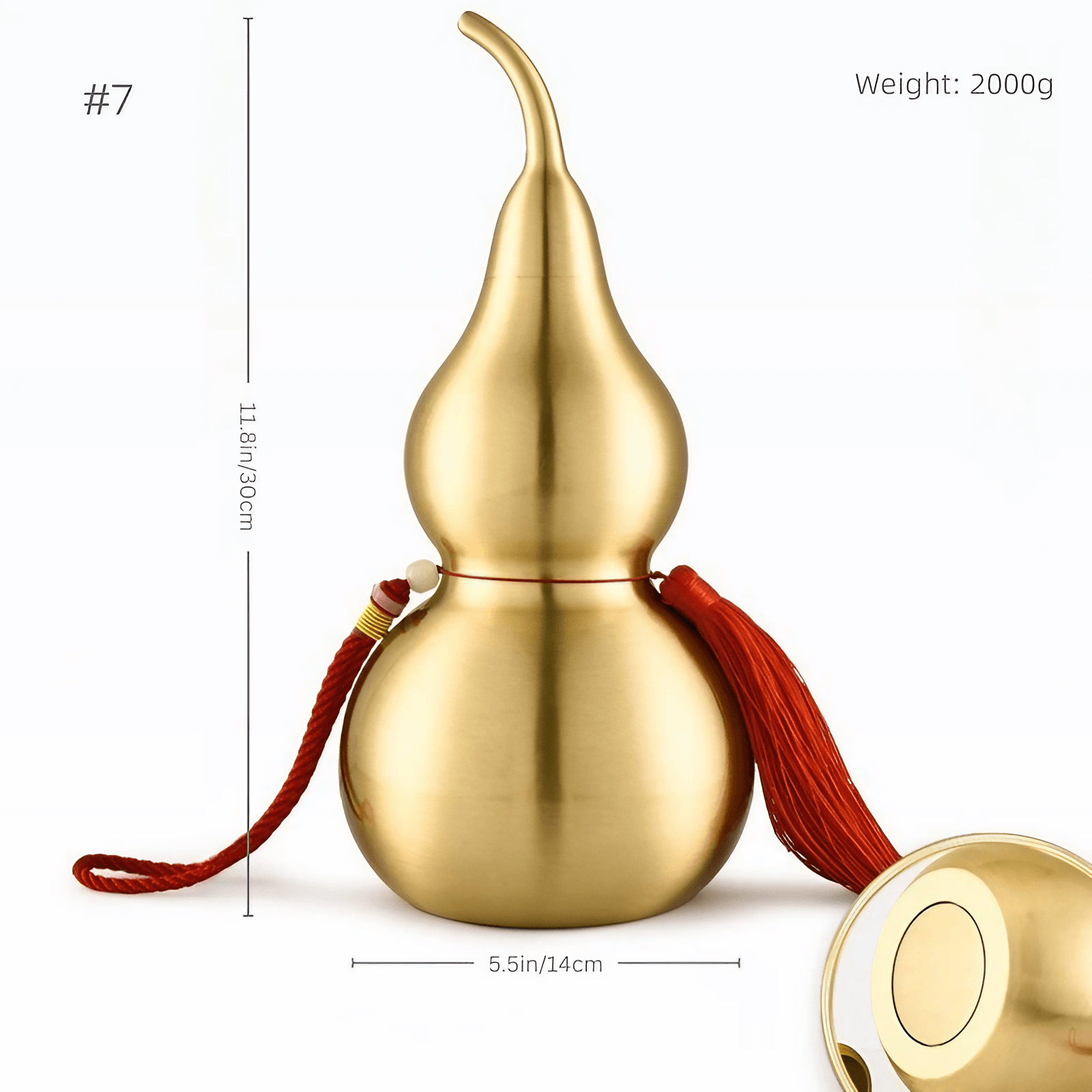 2.6″ Feng Shui Decor Smooth Brass Gourd for Office Living Room Brass Material