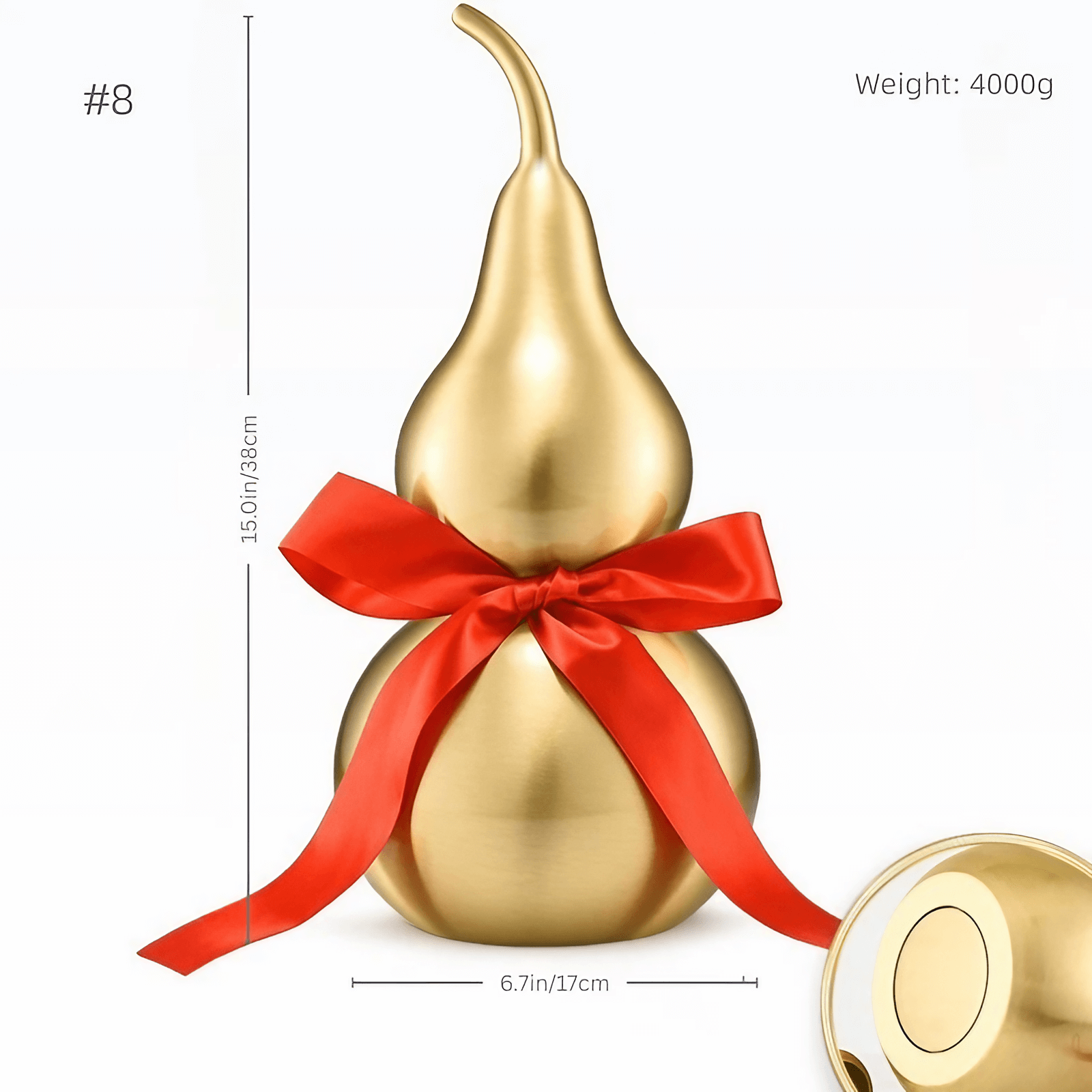 2.6″ Feng Shui Decor Smooth Brass Gourd for Office Living Room Brass Material
