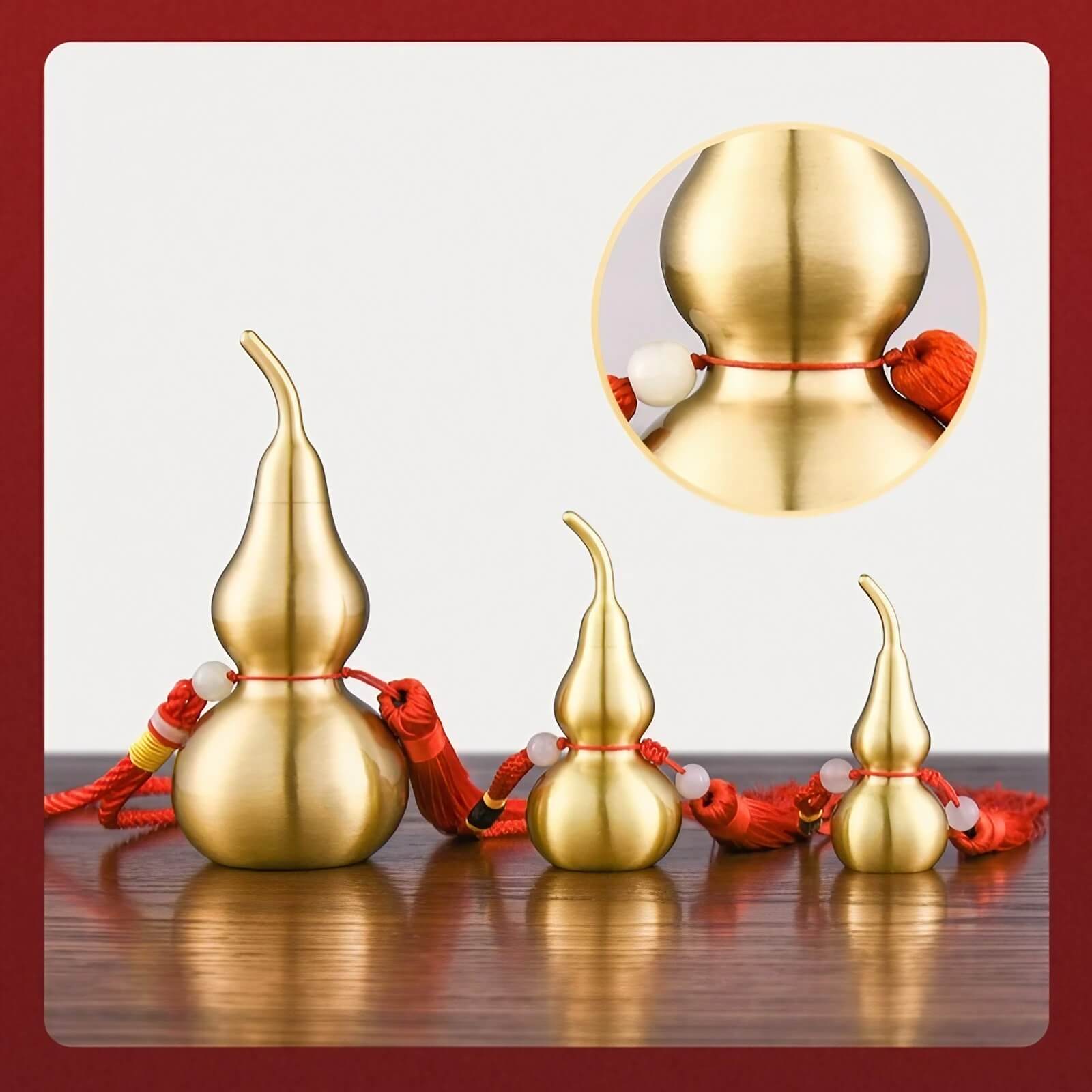 2.6″ Feng Shui Decor Smooth Brass Gourd for Office Living Room Brass Material