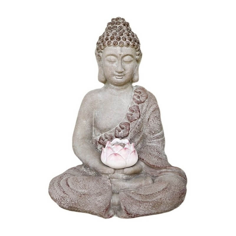 20.9″ Lotus Buddha Statue - Durable Magnesium Oxide for Yard, Balcony, Solar Powered