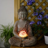 20.9″ Lotus Buddha Statue - Durable Magnesium Oxide for Yard, Balcony, Solar Powered