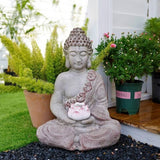 20.9″ Lotus Buddha Statue - Durable Magnesium Oxide for Yard, Balcony, Solar Powered