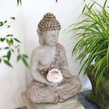20.9″ Lotus Buddha Statue - Durable Magnesium Oxide for Yard, Balcony, Solar Powered
