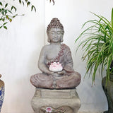 20.9″ Lotus Buddha Statue - Durable Magnesium Oxide for Yard, Balcony, Solar Powered