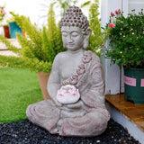 20.9″ Lotus Buddha Statue - Durable Magnesium Oxide for Yard, Balcony, Solar Powered