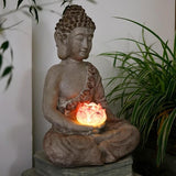 20.9″ Lotus Buddha Statue - Durable Magnesium Oxide for Yard, Balcony, Solar Powered