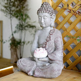 20.9″ Lotus Buddha Statue - Durable Magnesium Oxide for Yard, Balcony, Solar Powered