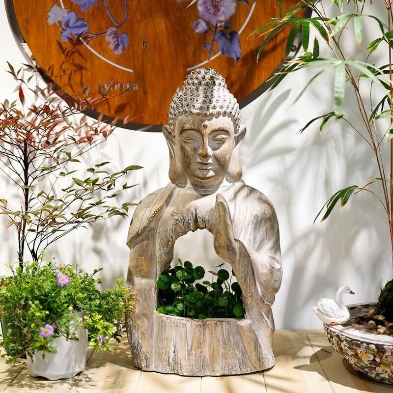 21.3″ Garden Buddha Statue - Durable Magnesium Oxide - Buddha Planter for Yard and Balcony