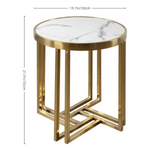 Nordic Round Marble-top End Table Side Table in White & Gold