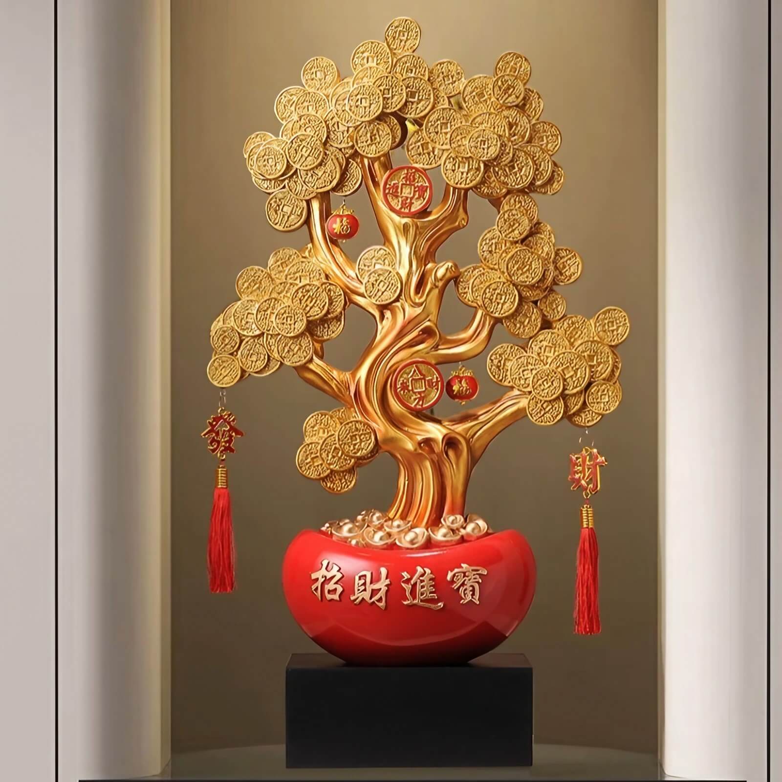 24.8″ Feng Shui Decor Gold Coin Money Tree Resin for Office Living Room