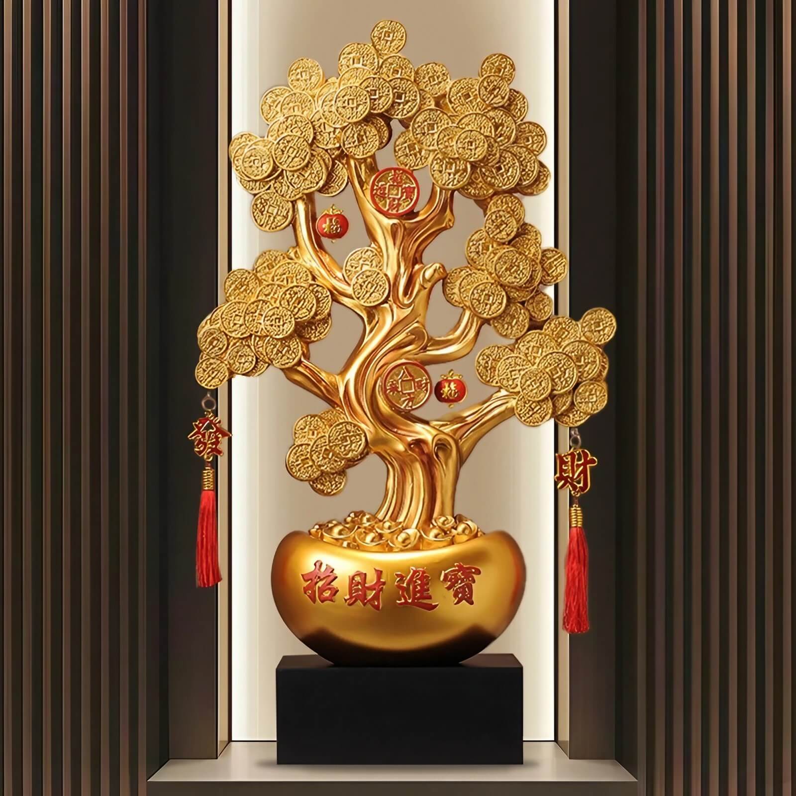 24.8″ Feng Shui Decor Gold Coin Money Tree Resin for Office Living Room