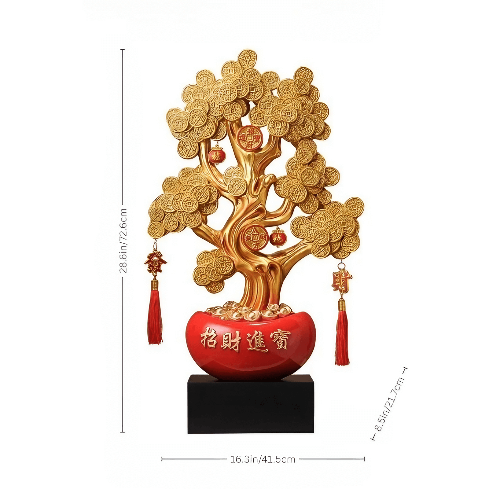 24.8″ Feng Shui Decor Gold Coin Money Tree Resin for Office Living Room