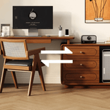 24″ L-Shaped Wood Frame Desk - Walnut Top, Modern Design with Drawers, Shelves, Storage, Rotating Feature