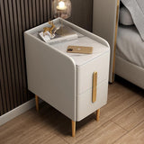 24″ Narrow Bedside Table - Off-White Modern Wood Nightstand Only